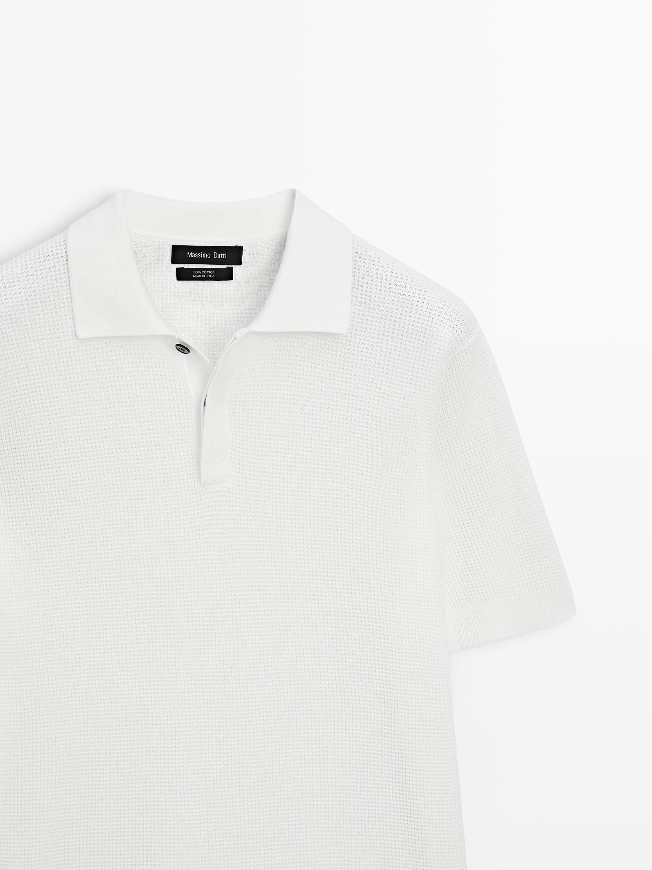 Polo en maille texturée de coton